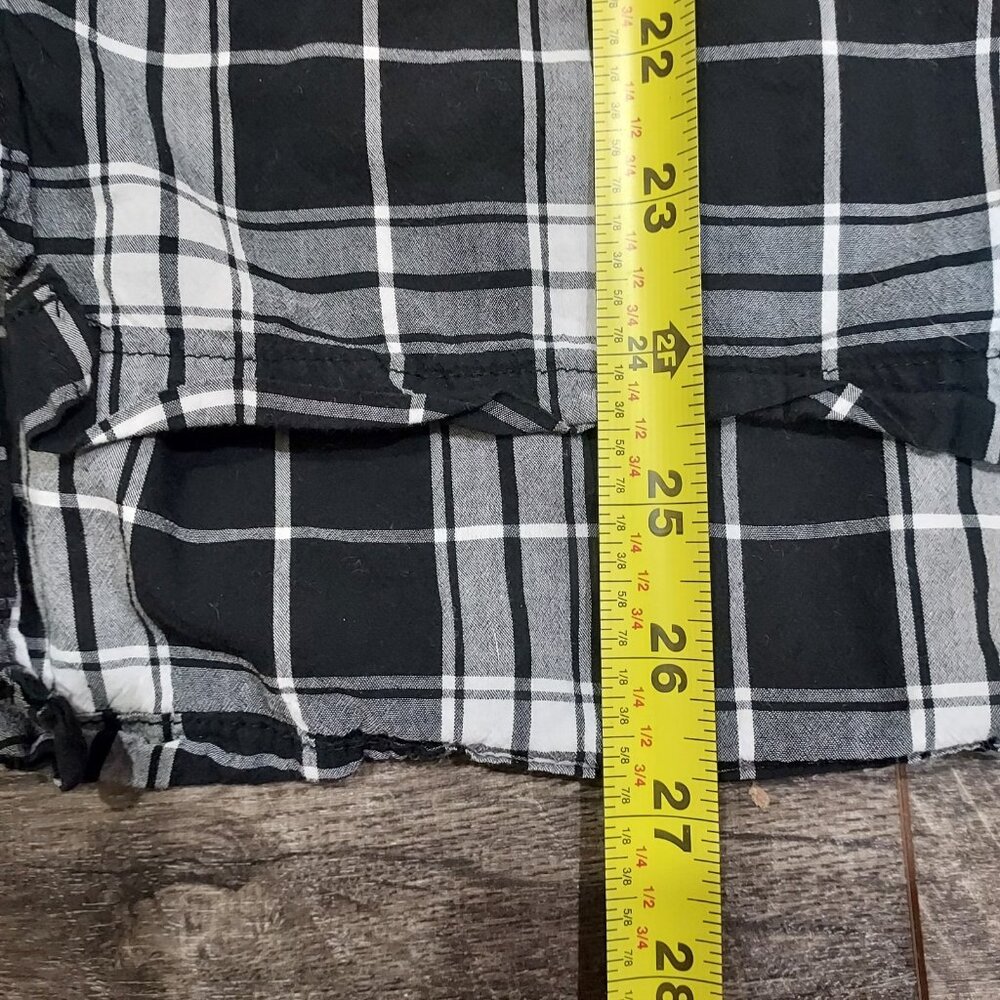 Abercrombie Fitch Women XS Black  White Plaid Long Sleeve Button Shirt Western - Picture 7 of 9